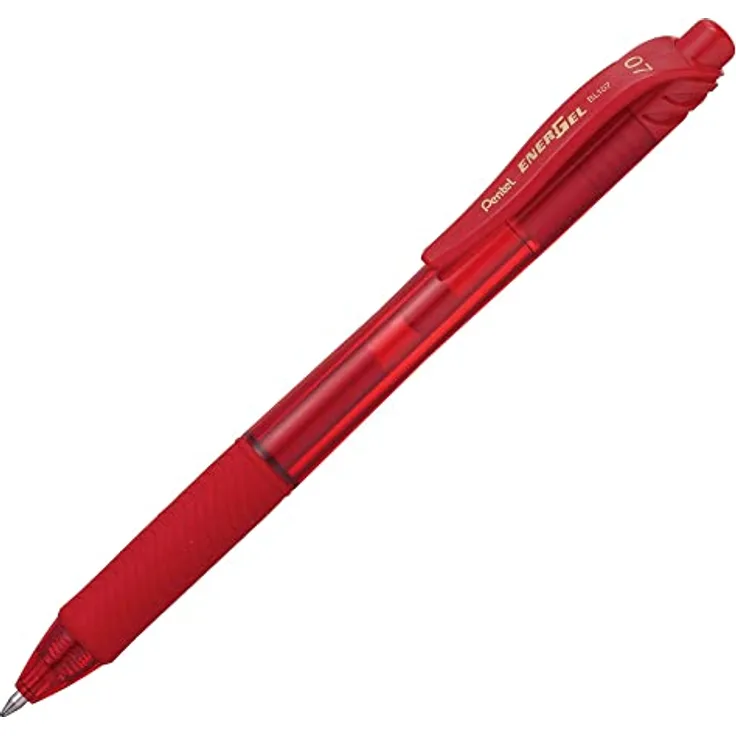 Pentel EnerGel X BL107-BX Gel-Tintenroller, rot, 0,7 mm Strichstärke, Druckmechanik, nachfüllbar