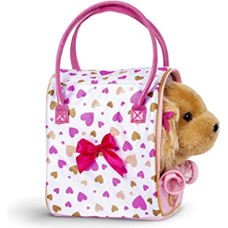 Pucci Pups Cocker Spaniel Kuscheltier Hund in Handtasche mit Zubehör – Plüschtier Welpe in Herzchenmuster Tasche – Spielzeug für Kinder ab 2 Jahre – Bild 4