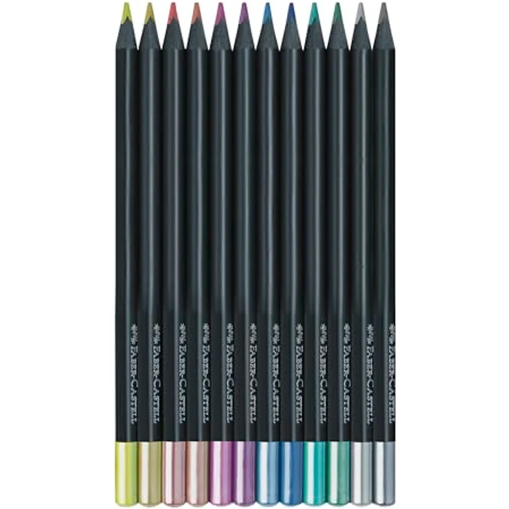 Faber-Castell Black Edition Metallic-Buntstifte: 12 Stück, schwarzes Holz und superweiche Mine – Bild 2