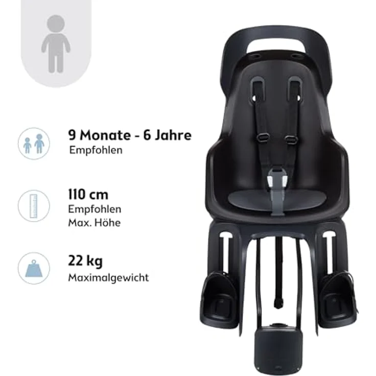 Bobike Fahrradkindersitz GO Kindersitz für Hinten mit Rahmenbefestigung 75101158 bis 6 Jahre, verstärkte doppelwandige Schale, Sicherheitsreflektor, Niederländisches Design – Bild 8