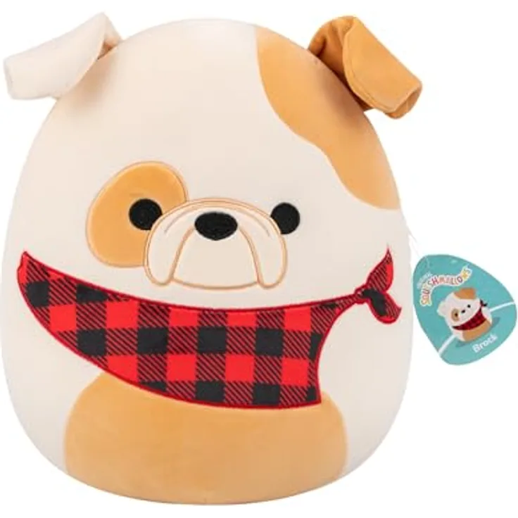 Squishmallows Brock die Bulldogge mit Bandana, 30 cm, offizielles Jazwares Plüsch, superweich