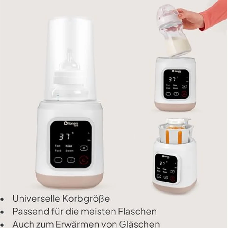 Lionelo Thermup 3.0, Elektrischer Flaschenwärmer Baby 6-in-1 mit Sterilisator, 400 W, Touchdisplay, 35–100 °C, Warmhalten bis 24 h, BPA-frei – Bild 5
