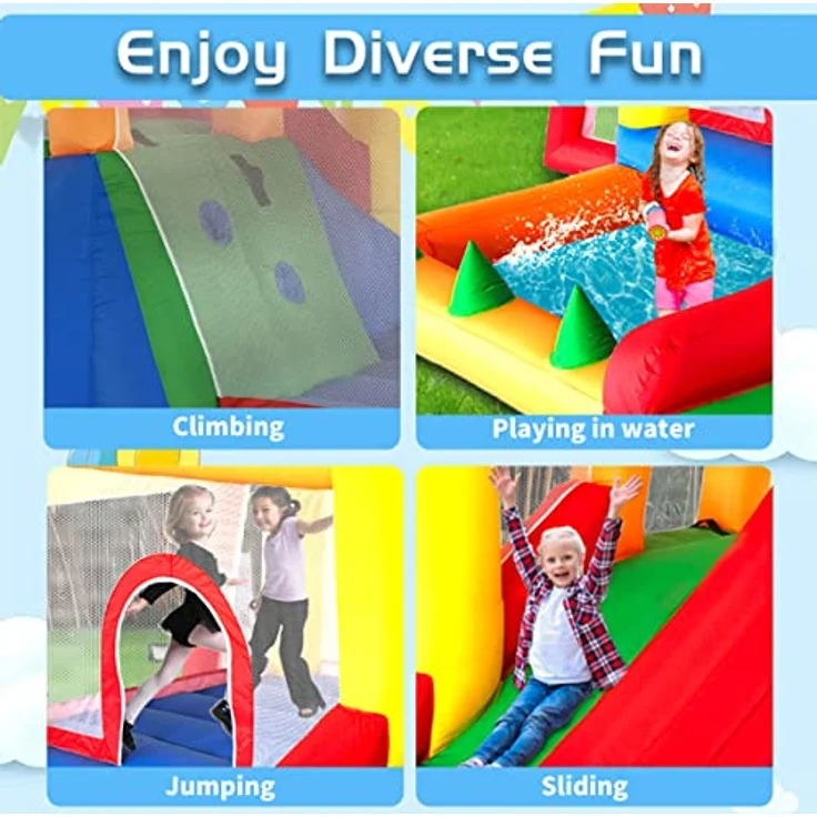 Ballsea Hüpfburg mit Gebläse, aufblasbare Indoor-Hüpfburg für Kinder 3-8 Jahre, mehrfaches Sicherheitsnetz, 343 x 280 x 203 cm – Bild 3