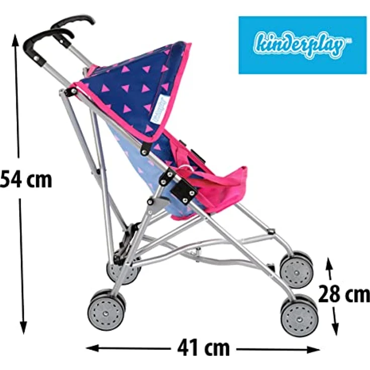 Kinderplay Puppenbuggy, Puppenwagen, Puppen Buggy - Leichte Stabile Konstruktion, Griffhöhe 54 cm, Modell KP0290 (KP0290T) – Bild 2