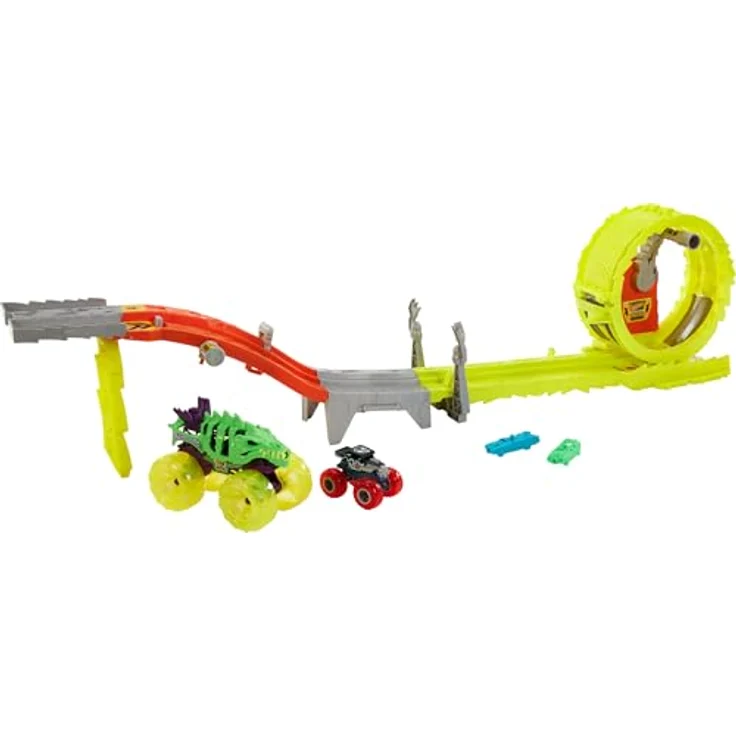 Mattel Hot Wheels Monster Trucks Race & Chase Challenge Track, inkl. 2 Fahrzeuge – Bild 1