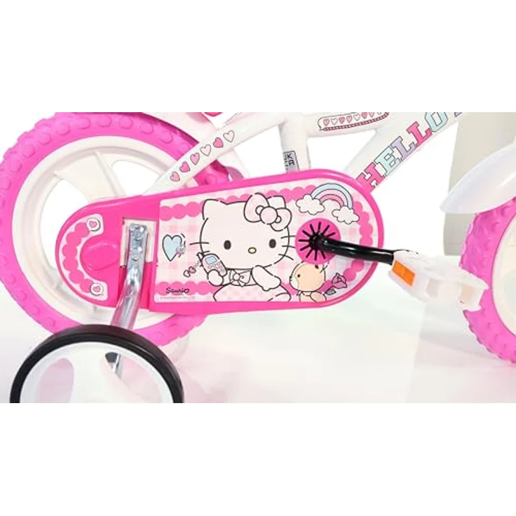 Dino Bikes 12 Zoll Hello Kitty Mädchenfahrrad, Stahlrahmen mit Caliper-Vorderbremse, inkl. Korb und Puppenhalter – Bild 5