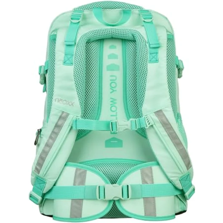 neoxx Active Pro School Backpack, Schulrucksack mit verstellbarem Tragesystem, Mint To Be, 31 x 45,5 x 21 cm – Bild 4
