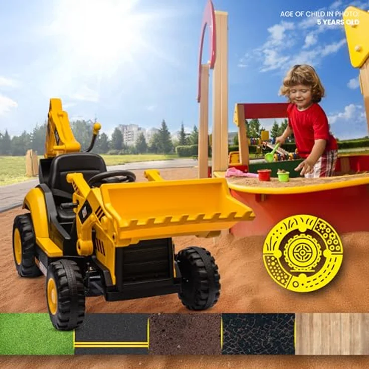 Sun Baby Sitzbagger und Baulader für Kinder, Kinderbagger mit MP3 Player und Fernbedienung – Bild 3