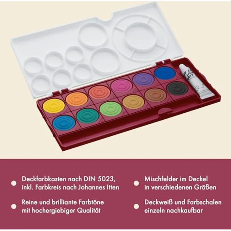 Lamy aquaplus multired Deckfarbkasten mit 12 Farben, Farbkreis nach Johannes Itten und Deckweiß, für Schulunterricht – Bild 2