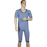 Müller Ringelbadeanzug Baumwolle Blau-Weiß, Gr. 8/XL, Retro 20er Jahre Design