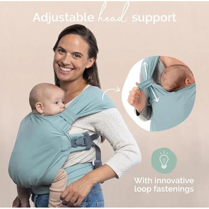 Boba Bliss 2-in-1 Babytragetuch & Babytrage, hüftfreundlich, weich & elastisch, für Neugeborene ab Geburt bis 16 kg, Meeresnebel – Bild 5