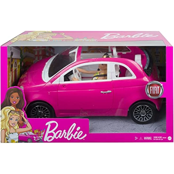 Barbie HGV03 - Puppe und Fiat 500 Auto, rosa 4-Sitzer Fahrzeug mit Barbie-Puppe in Mode und Zubehör, Spielzeug Geschenk für Kinder ab 3 Jahren – Bild 7