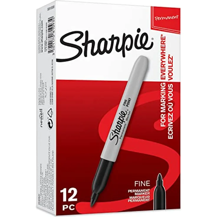 Sharpie Permanent Marker | Marker Stifte mit feiner Spitze | schwarze permanente Tinte | 12 Stück Market Set - Preisvergleich