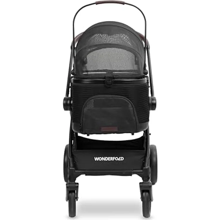 Wonderfold P3 Tier-Buggy Pet Stroller, Schwarz, Textil, 60x115x92 cm, für Haustiere unterwegs – Bild 4