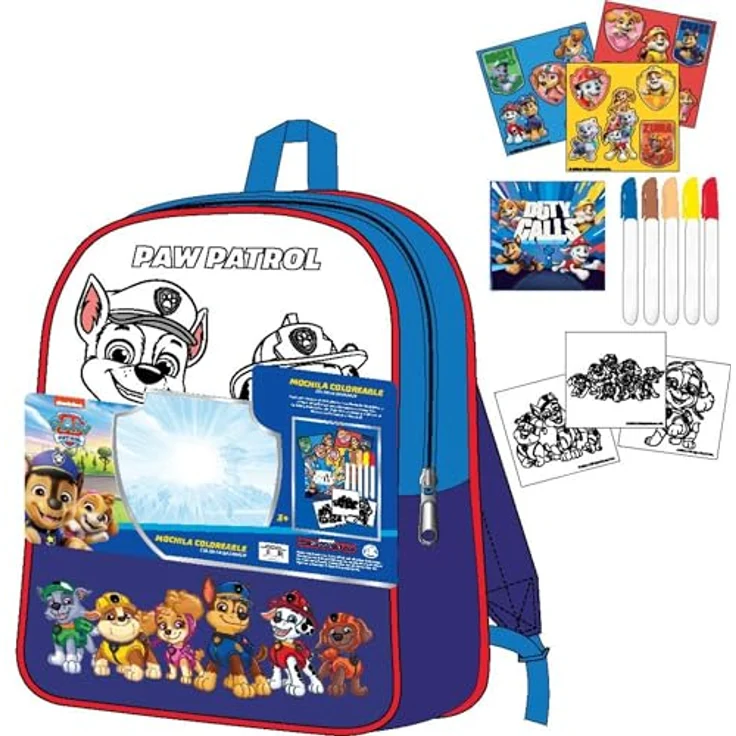 Cerda Farbkasten Paw Patrol DIY Rucksack, 100% Polyester, 38 × 31 × 3 cm, leicht und individuell gestaltbar – Bild 1