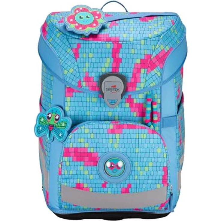 DerDieDas ErgoFlex Easy Schulranzenset 5-teilig Happy Pixel, ergonomisch gepolstert mit atmungsaktiven Gurten – Bild 2