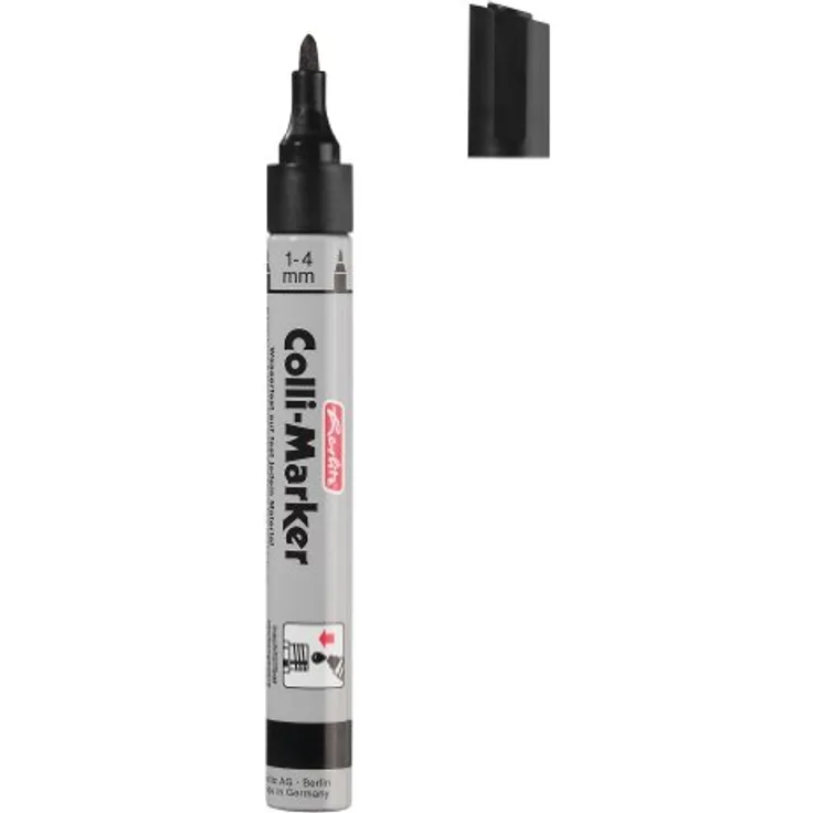 Herlitz 8665952 Colli Marker 1-4 mm schwarz 5 Stück wasserfest, permanent