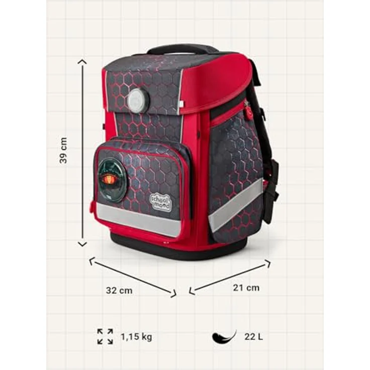 SCHOOL-MOOD Champion Maxx Pro Schulranzen-Set 6-teilig, höhenverstellbar, 22 L, ca. 1,1 kg – Motiv Mika (Drache) für Grundschule 1.–4. Klasse, Modell 2026 – Bild 4