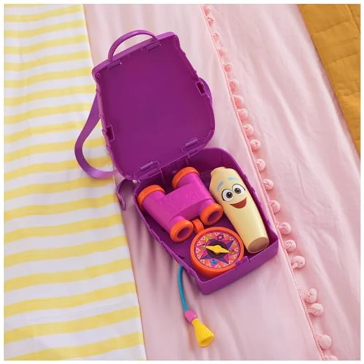 Dora the Explorer Abenteuer Rucksack, interaktiver lila Rucksack mit Landkarte, Fernglas und Kompass für fantasievolles Rollenspiel, geeignet für Kinder ab 3 Jahren – Bild 4