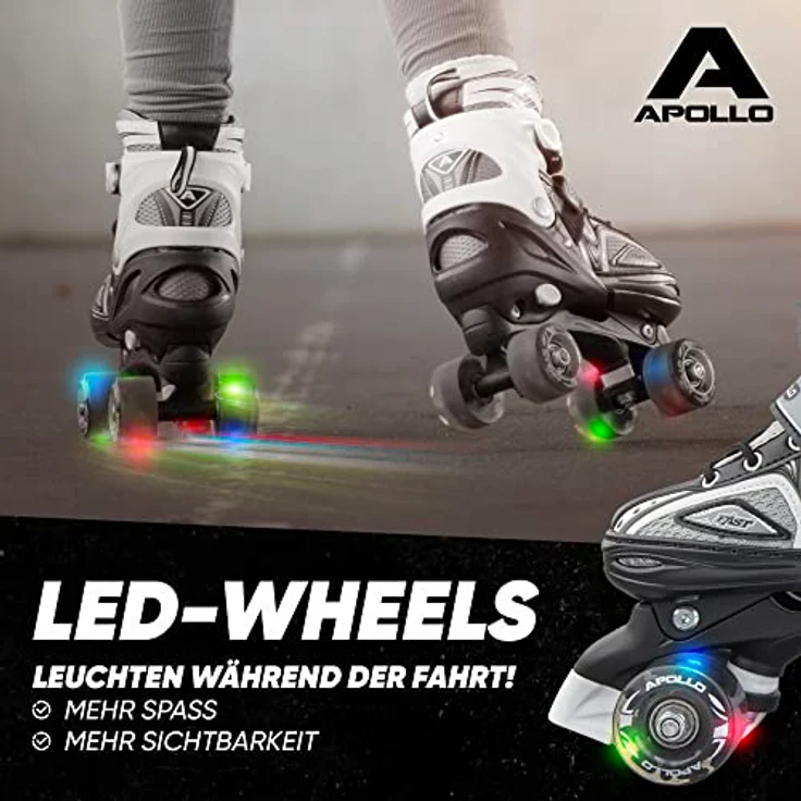 Apollo Super Quad X Pro | LED Rollschuhe für Kinder | Größenverstellbar, komfortabel, für Mädchen und Jungen | Größen 31-42 – Bild 3