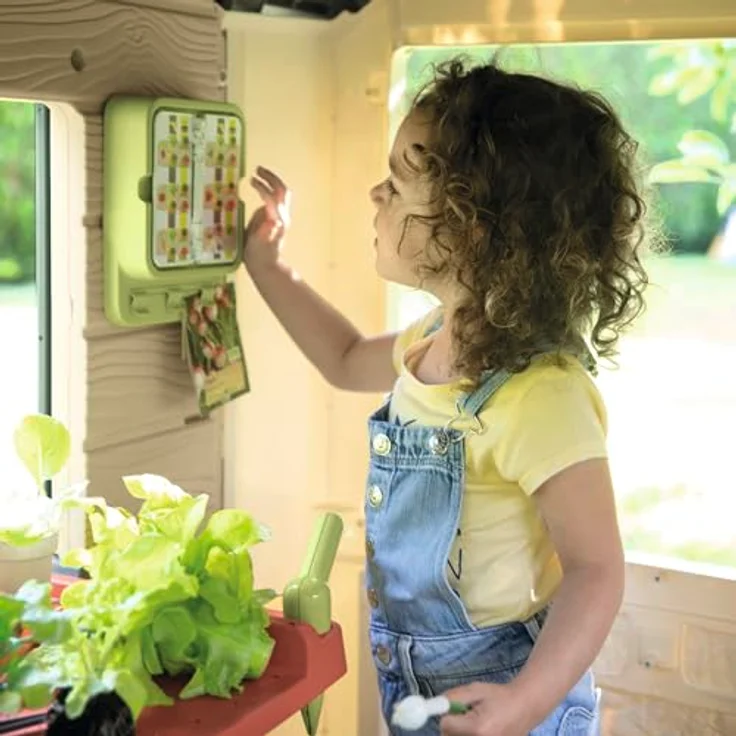 Smoby Life - Garten Spielhaus (128x132x135 cm), wetterfestes Outdoor-Kinderhaus aus 60% Recycling-Anteil mit Gärtnerzubehör für Kinder ab 2 Jahren – Bild 4