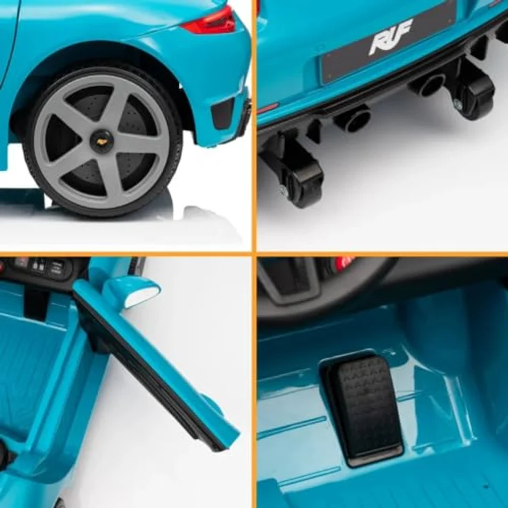 Porsche RUF GT Kinder Elektroauto, 12V, mit Fernbedienung, für 1-5 Jahre, blau, Sicherheitsgurt, MP3-Player, EVA-Reifen – Bild 9