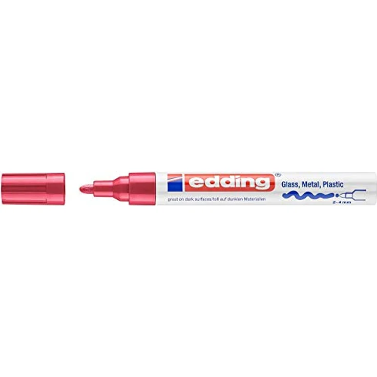 edding 750 Glanzlackmarker - rot - 1 Lackmarker - Rundspitze 2-4 mm - Lackstift für Glas, Stein, Holz, Kunststoff und Papier - wasserfest, stark deckend – Bild 2
