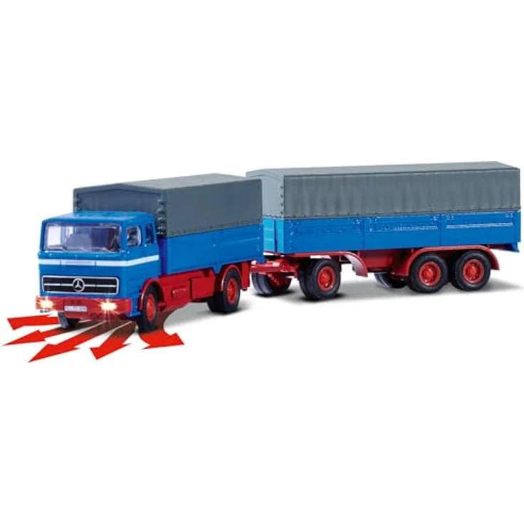 Carson 1:87 MB 1620 Plane mit Anhänger, fahrrfertiges RC Fahrzeug in blau, 60 Minuten Fahrzeit, 2,4GHz Fernsteuerung – Bild 5