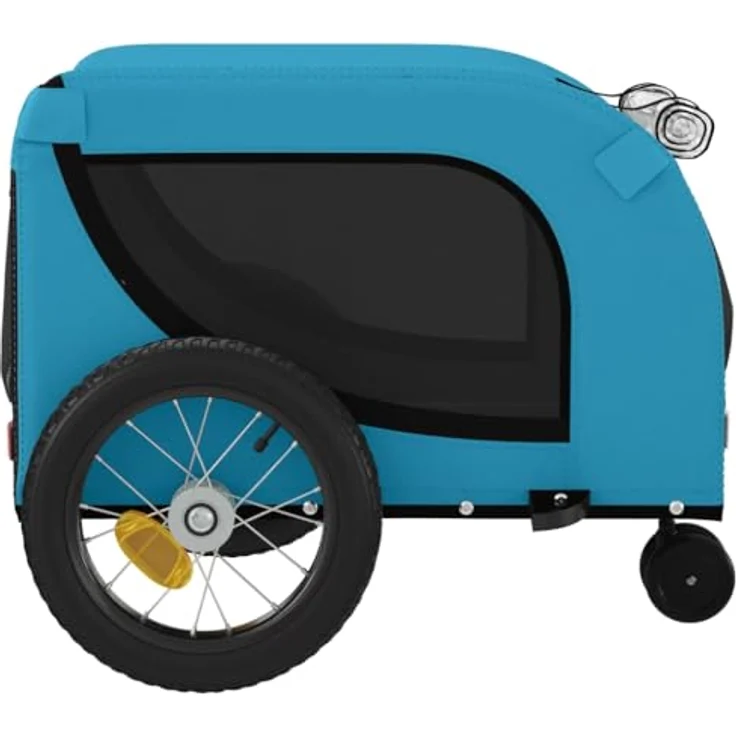 vidaXL Fahrradhundeanhänger Hunde Blau und Schwarz Oxford-Gewebe & Eisen, mit PVC-Fenster und Reflektoren – Bild 6