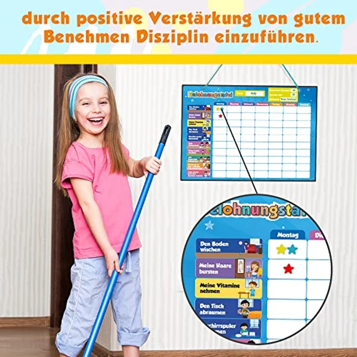 Belohnungstafel für Kinder – perfekt für Kleinkinder, zum Lernen von Verantwortung und für das Sauberkeitstraining – enthält 80+ Magnet-Aufgaben Und 300 Sterne - Aktualisierte Version, auf Deutsch – Bild 5