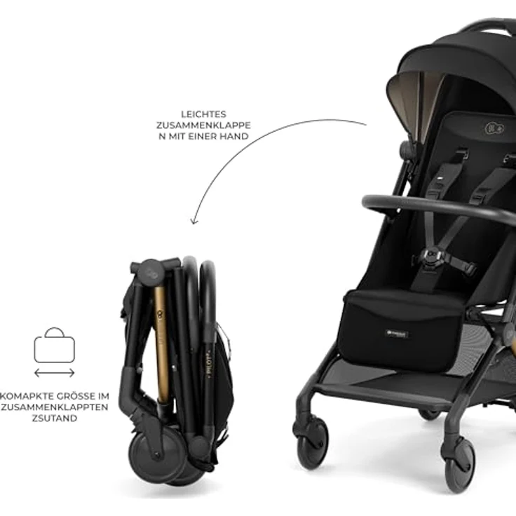 Kinderkraft PILOT 2, Reisebuggy & Sportwagen in Midnight Black, Cabin Size bis 22 kg, nur 8 kg, inkl. Tragetasche und Tragegurt, mit Liegeposition und Gratis Mobilitätsgarantie – Bild 3