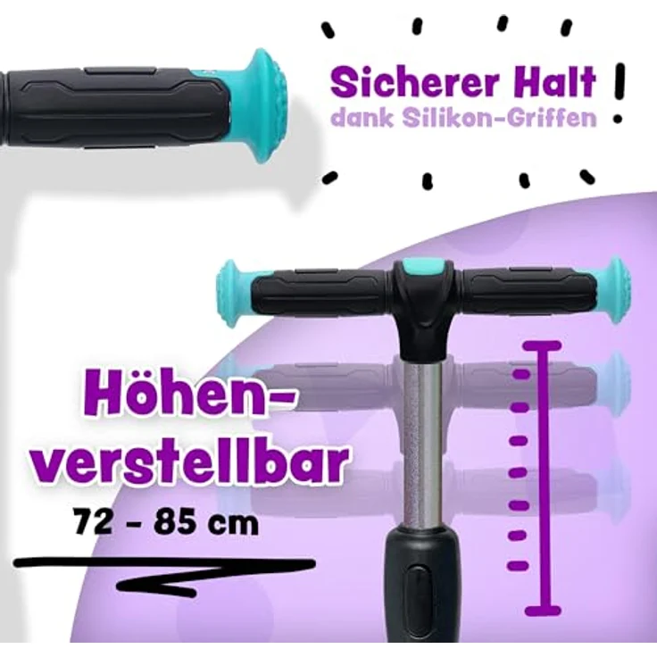 Apollo Kinderscooter KidsPro4 LED Roller - Mint, höhenverstellbar, mit leuchtenden LED-Rollen – Bild 2