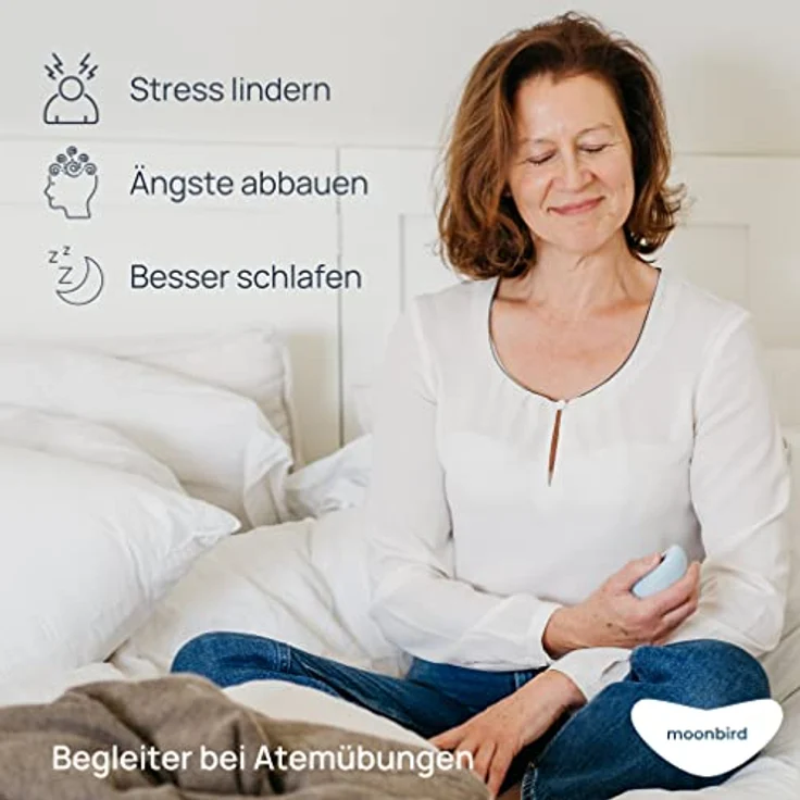 moonbird Moonbird Atem- und Meditationsgerät, Einschlafhilfe für Erwachsene mit Sofortiger Stressreduzierung und Angstlinderung - Sanftes Weiß – Bild 2