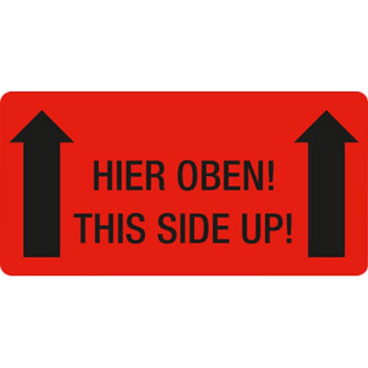 EICHNER 250 Warnetiketten rot »Hier oben!«, selbstklebend, rechteckig, 100 x 50 mm, blickdicht