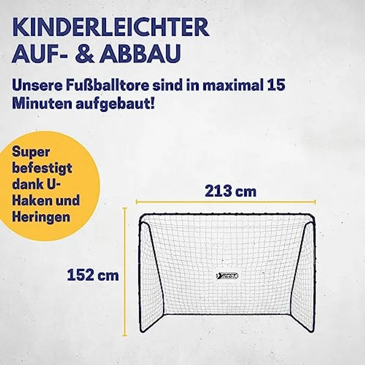 Best Sporting Fußballtor mit Torwand I Fußball Tor 213cm x 152cm I Fußballtor Kinder mit verschiedenen Farbmotiven I Hochwertiges Kindertor mit Netz, Torwand & Heringen I Fussball Tor Fatzo in verschiedenen Farben – Bild 4