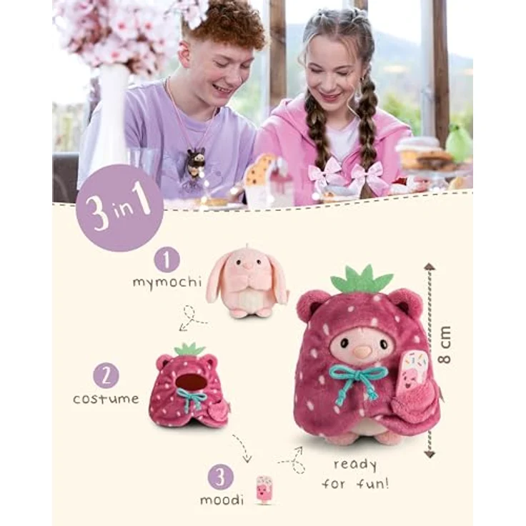 NICI Kuscheltier Hase Pibu 8cm mit Softeis & Erdbeerkostüm - rosa Plüschhase zum Kuscheln für Kinder & Erwachsene – Bild 5