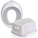 Dreambaby Baby-Toilettensitz, 2-in-1 Kindertoilettensitz mit Hocker, weiß/grau, inkl. Töpfchensitz und Tritthocker, für Kinder bis 100 kg