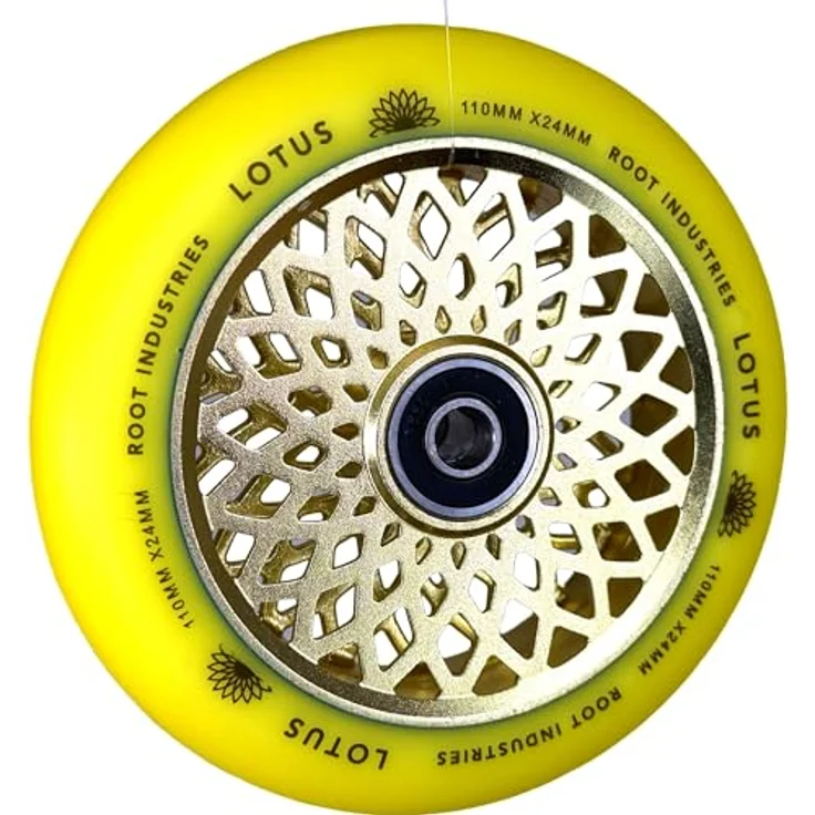 Root Industries Lotus Stunt-Scooter Rolle 110mm Radiant Gold/PU Gelb - Schnell rollende Räder mit perforiertem Kern – Bild 5