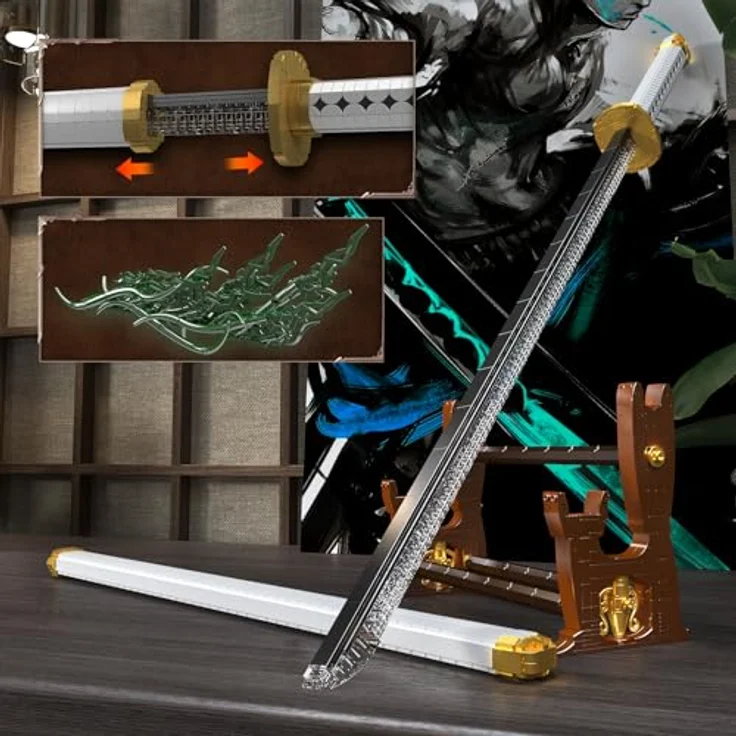 Mould King 10258 MOC Samurai-Schwert-Bausatz, 39 Zoll Zoros Enma mit LED-Lichtern, Scheide und Ständer, 1674+ Teile – Bild 5