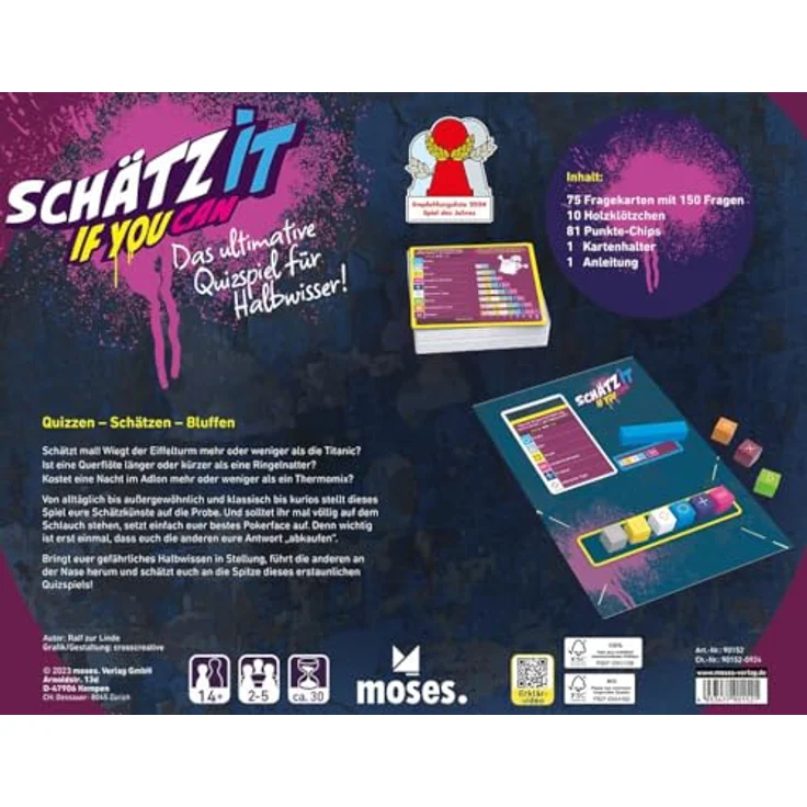 Moses Schätz it - if you can, Brettspiel für die ganze Familie mit Quizfragen und Bluffen, deutsche Version – Bild 2