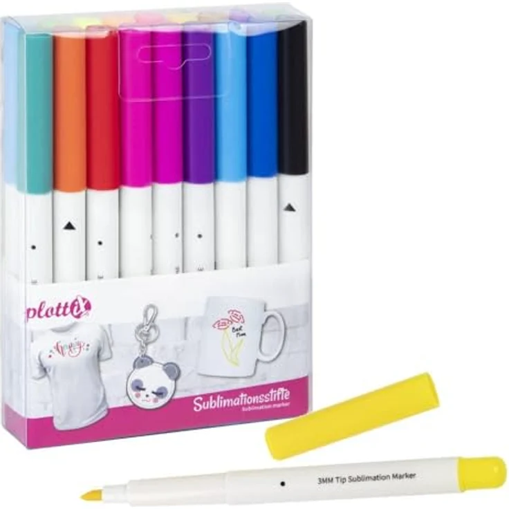 plottiX - Sublimationsstifte Komplett Set (18 Farben) - Große Farbauswahl, passend für Schneideplotter – Bild 1