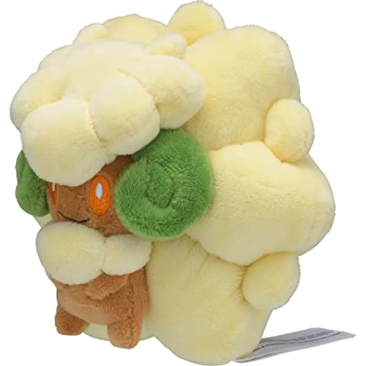 Tinisu Pokémon Elfun Kuscheltier Whimsicott, 13 cm Plüschtier mit gestickten Details, perfekt zum Kuscheln und Spielen, Teil der Sitting Cuties Kollektion