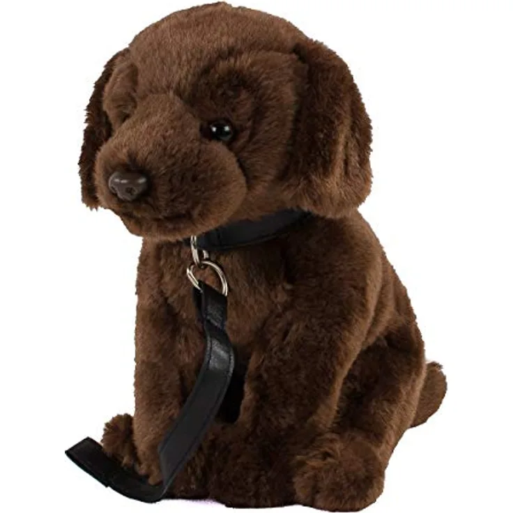 Teddys Rothenburg Kuscheltier Labrador mit Leine 30cm, schokobrauner kuschelweicher Plüsch