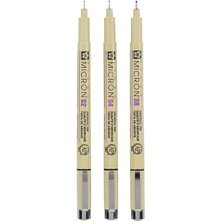 Sakura Pigma Micron Fineliner-Set schwarz, 3 St, Wischfest, dokumentenecht, 0,3 + 0,4 + 0,5 mm Strichstärke – Bild 3