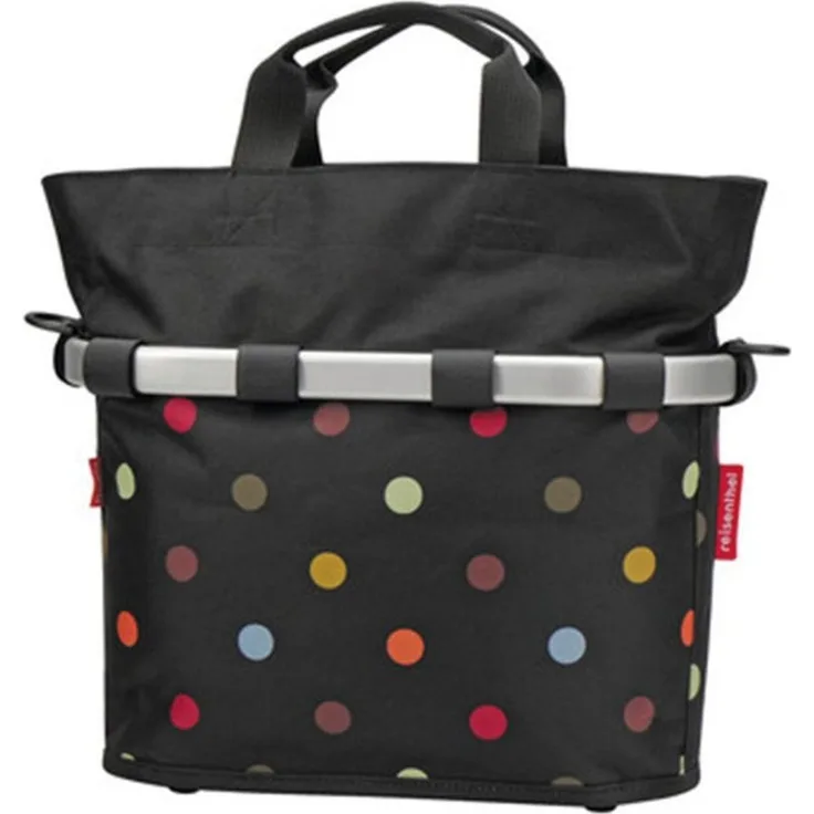 KlickFix Fahrradkorb City-Tasche Reisenthel Bikebasket oval dots 34x31x17,5cm, schwarz