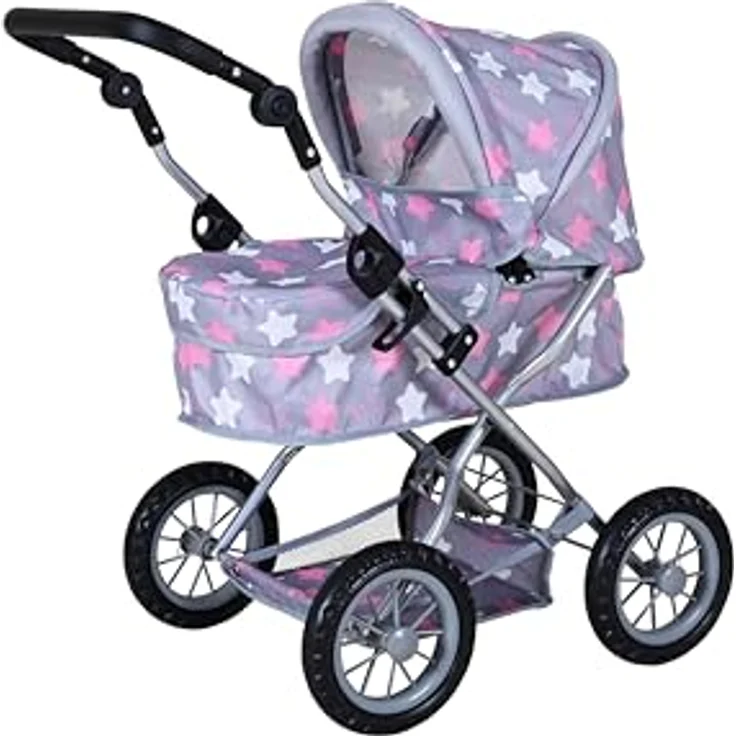 Knorrtoys® Puppenwagen First, höhenverstellbar mit verstellbarem Verdeck und Einkaufsnetz, ca. 63,5 x 42 x 70 cm, geeignet für Puppen bis 50 cm – Bild 1