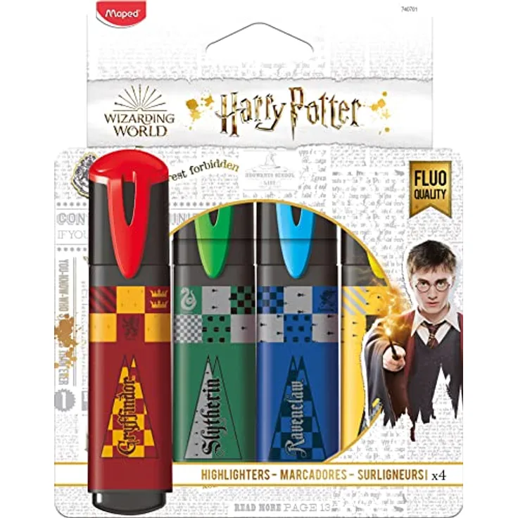 Maped - Textmarker, Markierstift HARRY POTTER - x4 Marker, Mehrfarbig, 740701