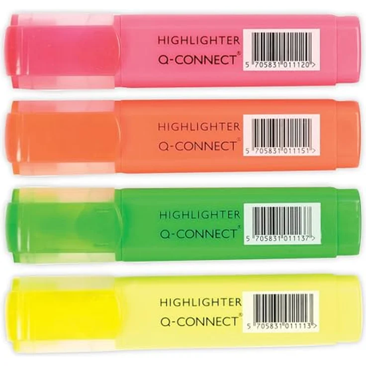Q-Connect KF01116 Textmarker, 4er Pack in Gelb, Grün, Orange, Rosa, Strichstärke ca. 2-5 mm – Bild 2
