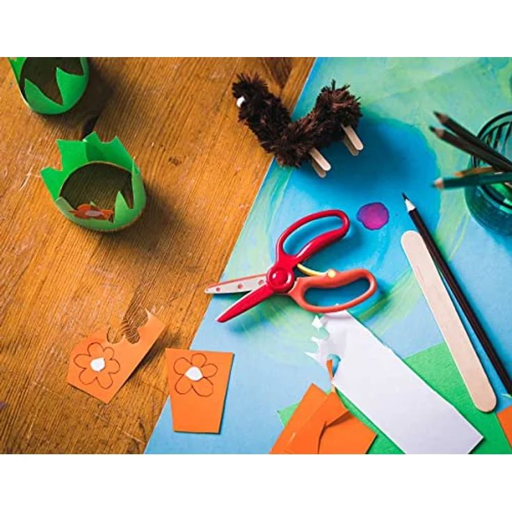 Fiskars Kinderschere, Zum Erlernen des Schneidens, Länge: 13 cm, Metall-Klingen, Blaugrün – Bild 3