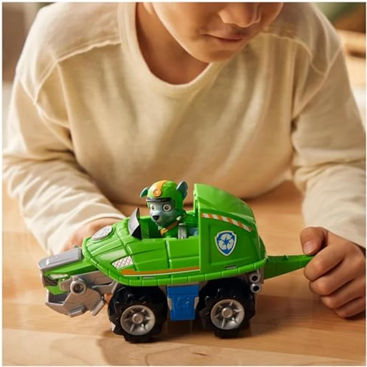 Spin Master Paw Patrol Jungle Pups, Spielzeug-Auto Rocky mit Schildkröten-Maul und stacheligem Schwanz, grün – Bild 8